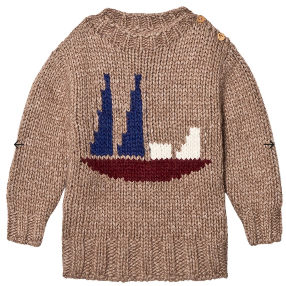 Bobo Choses Taupe Wool-Blend Sweater 2-3y